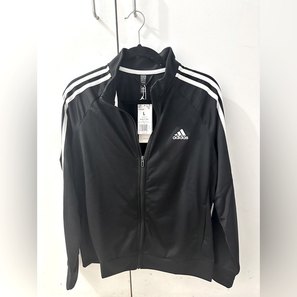 NEW Adidas Women's Black Bomber Jacket with White Stripes NEW - Picture 5 of 7